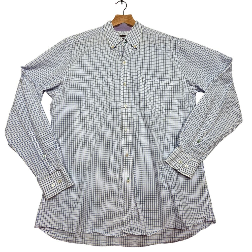 J. McLaughlin Men's Blue Gingham Long Sleeve Dress Shirt